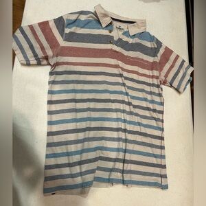 (L) Outdoor Life Blue/Orange Striped Short Sleeve Tee Shirt